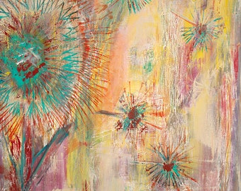 Scattered Dandelions - Giclée Print (canvas stretched or unframed) by Tif Sheppard