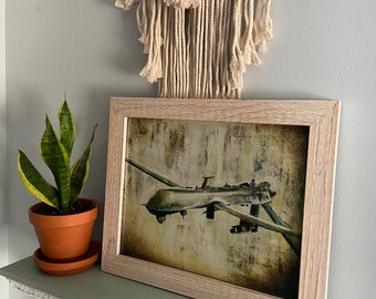 MQ-1 -Focus- Giclée Print (canvas stretched or unframed), Aircraft Art Painting by Tif Sheppard