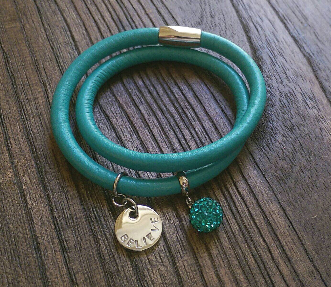 Double Wrap Leather Bracelet with Stainless Steel Charm Last Etsy