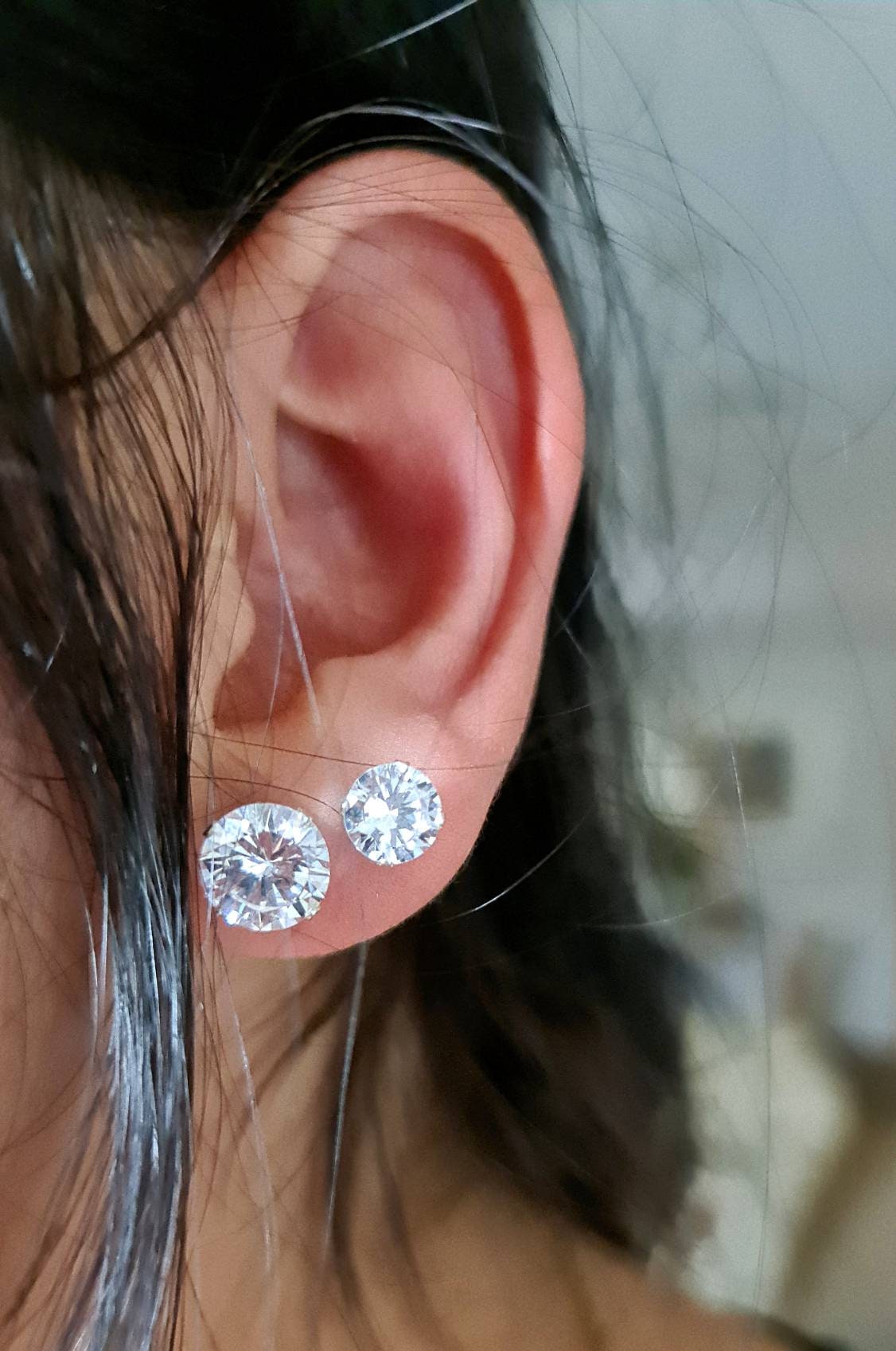 Sterling Silver CZ Stud Earrings, Cubic Zirconia Stud Sterling Silver CZ Stud Earrings, Cubic Zirconia Stud