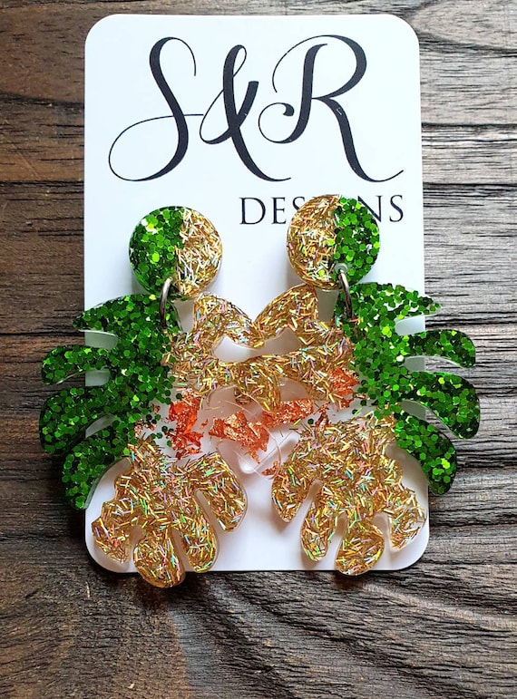 Stainless Steel Gold IP Plated Leaves Dangle Earrings Stainless Steel Gold IP Plated Leaves Dangle Earrings
