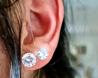 Sterling Silver CZ Stud Earrings: Minimalist Design