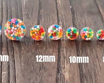 Circle Dot Resin Stud Earrings, 100s and 1000s Candy Lolly Earrings. Stainless Steel Minimalist Stud Earrings. 15mm, 12mm, 10mm or 8mm