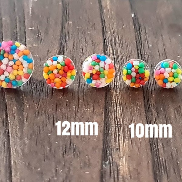 Circle Dot Resin Stud Earrings, 100s and 1000s Candy Lolly Earrings. Stainless Steel Minimalist Stud Earrings. 15mm, 12mm, 10mm or 8mm