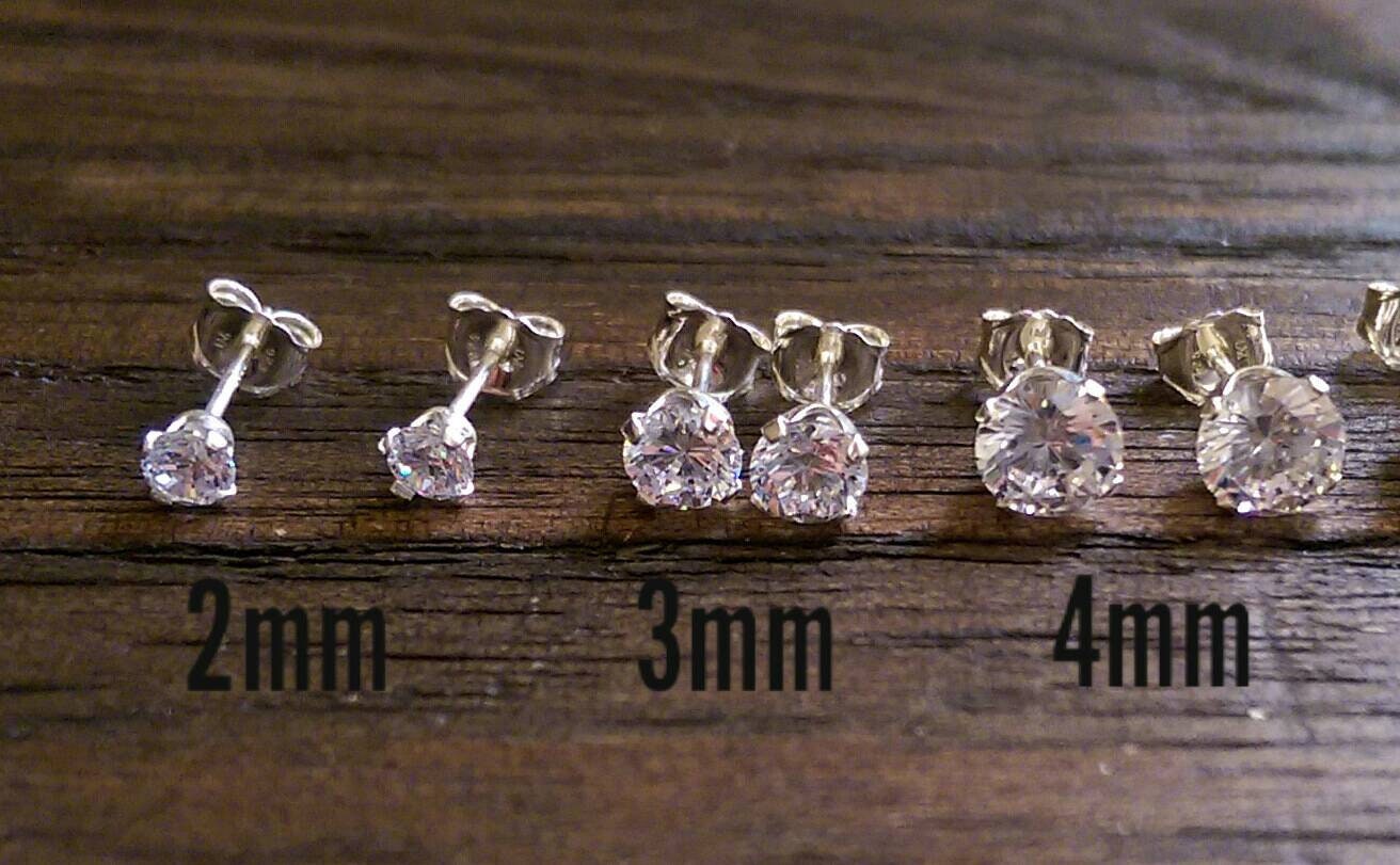 Silver cubic zirconia stud earrings discount