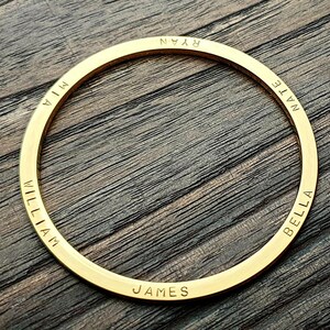 Personalized Stainless Steel Bangle: Hand Stamped Names, Custom Message