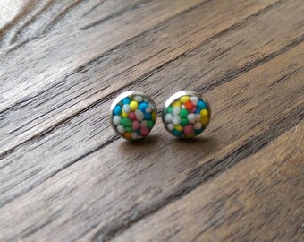 Candy Resin Stud Earrings, made of Stainless Steel 100's & 1000's 10mm