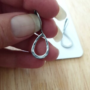 Teardrop Leverback Hammered Drop Earrings, Stainless Steel Dangle Leverback, threaders or Hook Earrings in Silver or Gold image 4