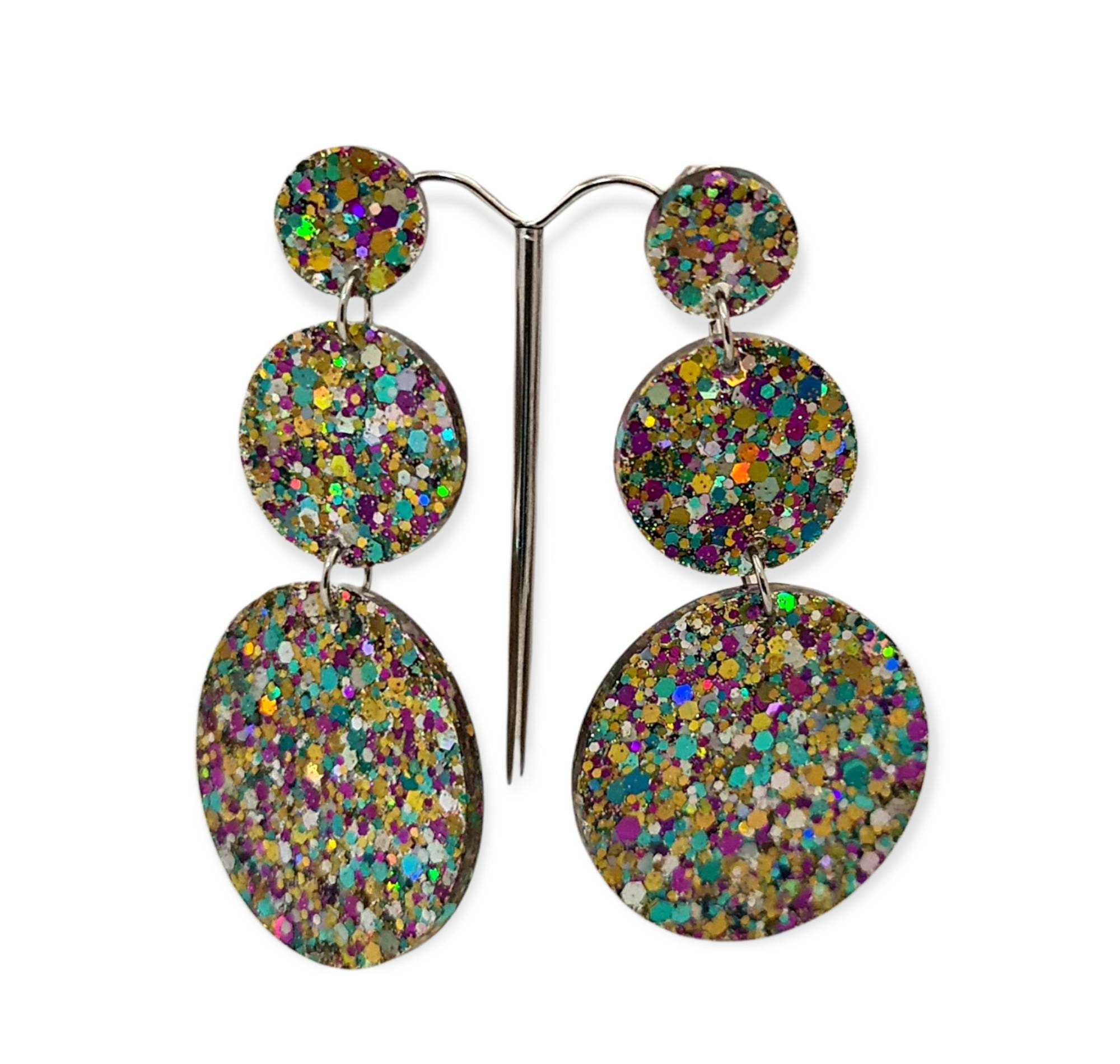 14 mm you shine on the day .. epoxy stainless steel earrings