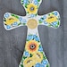 Painted Cross Art, Wood Easter Cross, Cross Decor, Painted Cross with Sunflowers, Easter Gift, Baptism, First Communion Gift, Sally Crisp