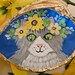 Hand-painted Shell, Artwork on Seashell, Gray Cat With Floral Wreath ...