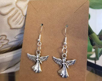 Silver Angel Earrings, Angel Jewelry Gift, Complimentary Gift Service, Small Earrings, Guardian Angel Earrings, Small Gift Idea, Sally Crisp