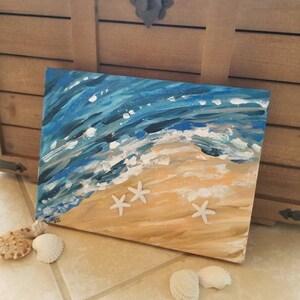 Original Beach Art, Ocean Wave Painting, Beach Decor, Coastal Wall Art, Starfish, Ocean Artwork, House Warming Gift, Beach Art, Sally Crisp