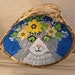 Hand-painted Shell, Artwork on Seashell, Gray Cat With Floral Wreath ...