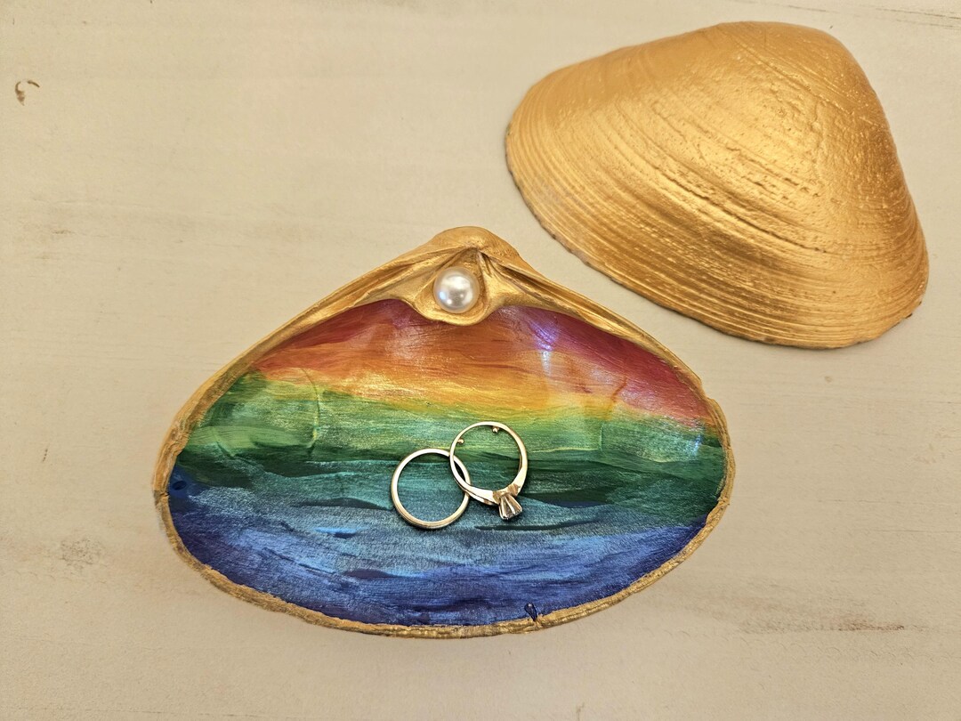 Cute Shell Rainbow Hand-painted Shell, Rainbow Art, Original Artwork on Seashell, Happy ...