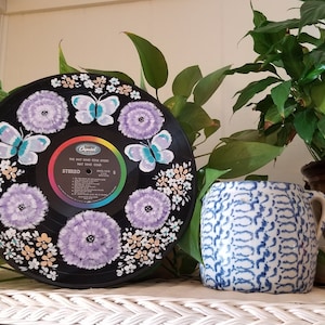 Butterfly Painted Vinyl Record: Upcycled Vintage Album Art