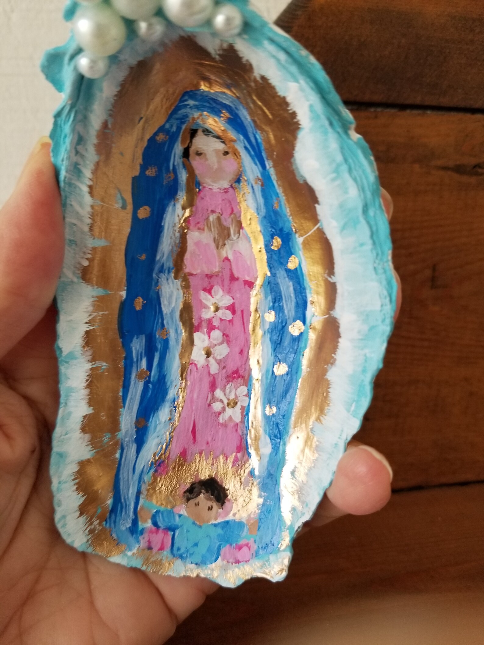 Painted Oyster Shell Shell Art Our Lady of Guadalupe - Etsy