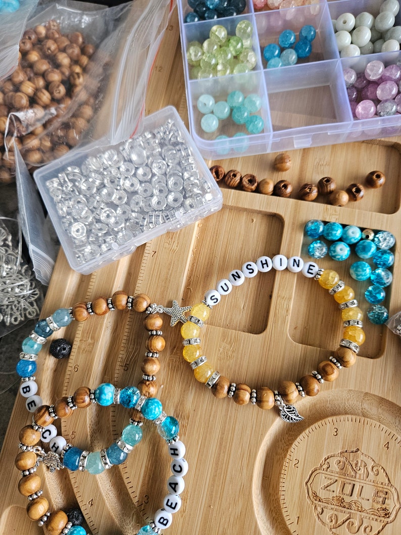 Crystal and Wood Bracelet, Yellow Sunshine Word Bracelet, You are My Sunshine, Stackable Bracelet, Custom Jewelry Gift for Her, Sally Crisp image 10