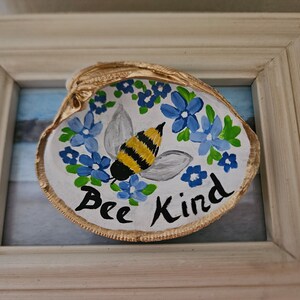 Hand-Painted Shell, Kindness Word Art, Bee Kind, Painted Seashell, Bumble Bee Art, Trinket Dish, Clam Shell Decor, Ring Dish, Sally Crisp image 3