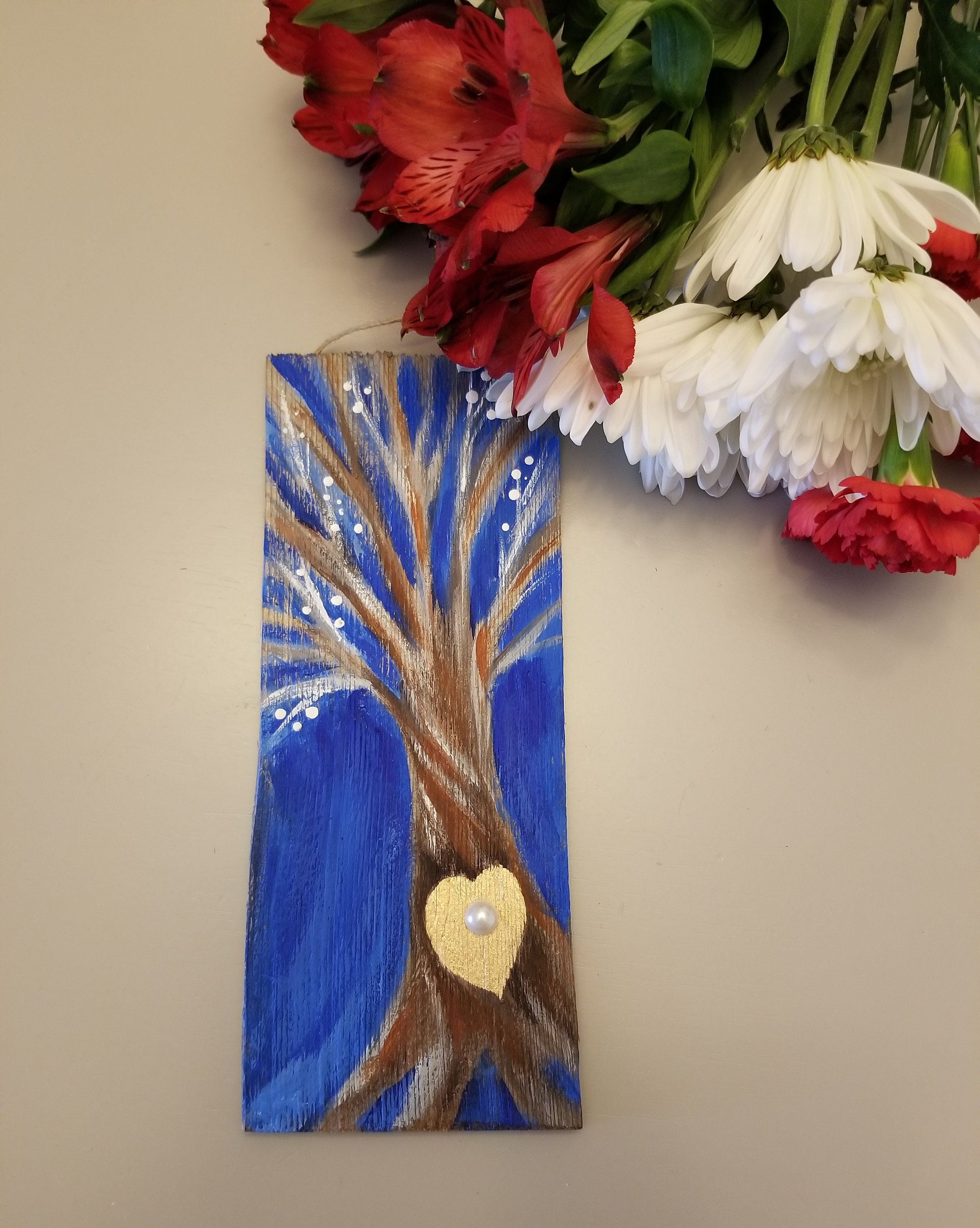 Tree Wall Art, Heart Artwork, Tree Painting, Original Artwork, Wood