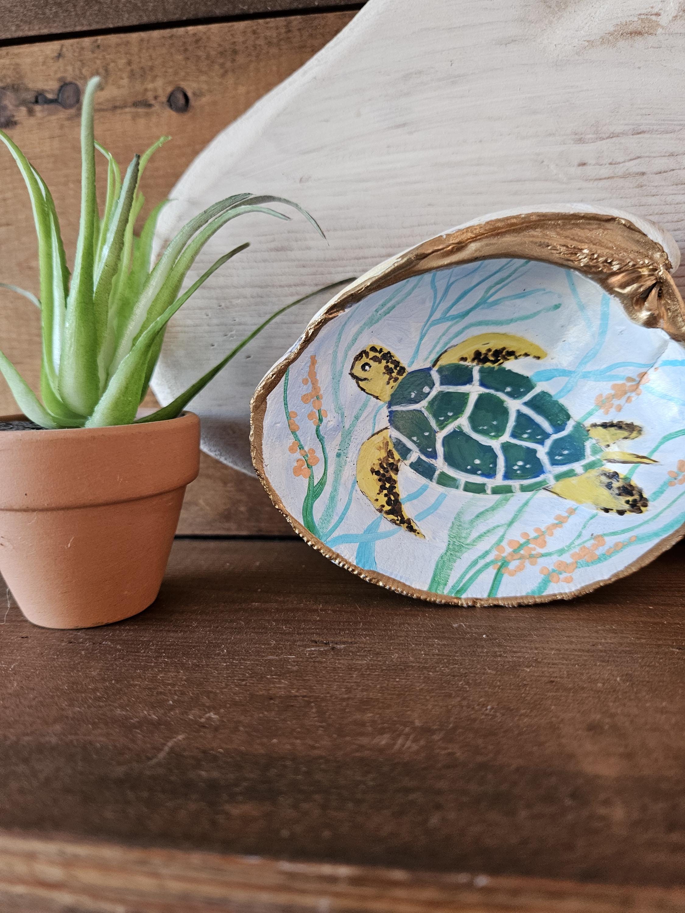 Hand-painted Shell, Original Art on Seashell, Sea Turtle Painting ...