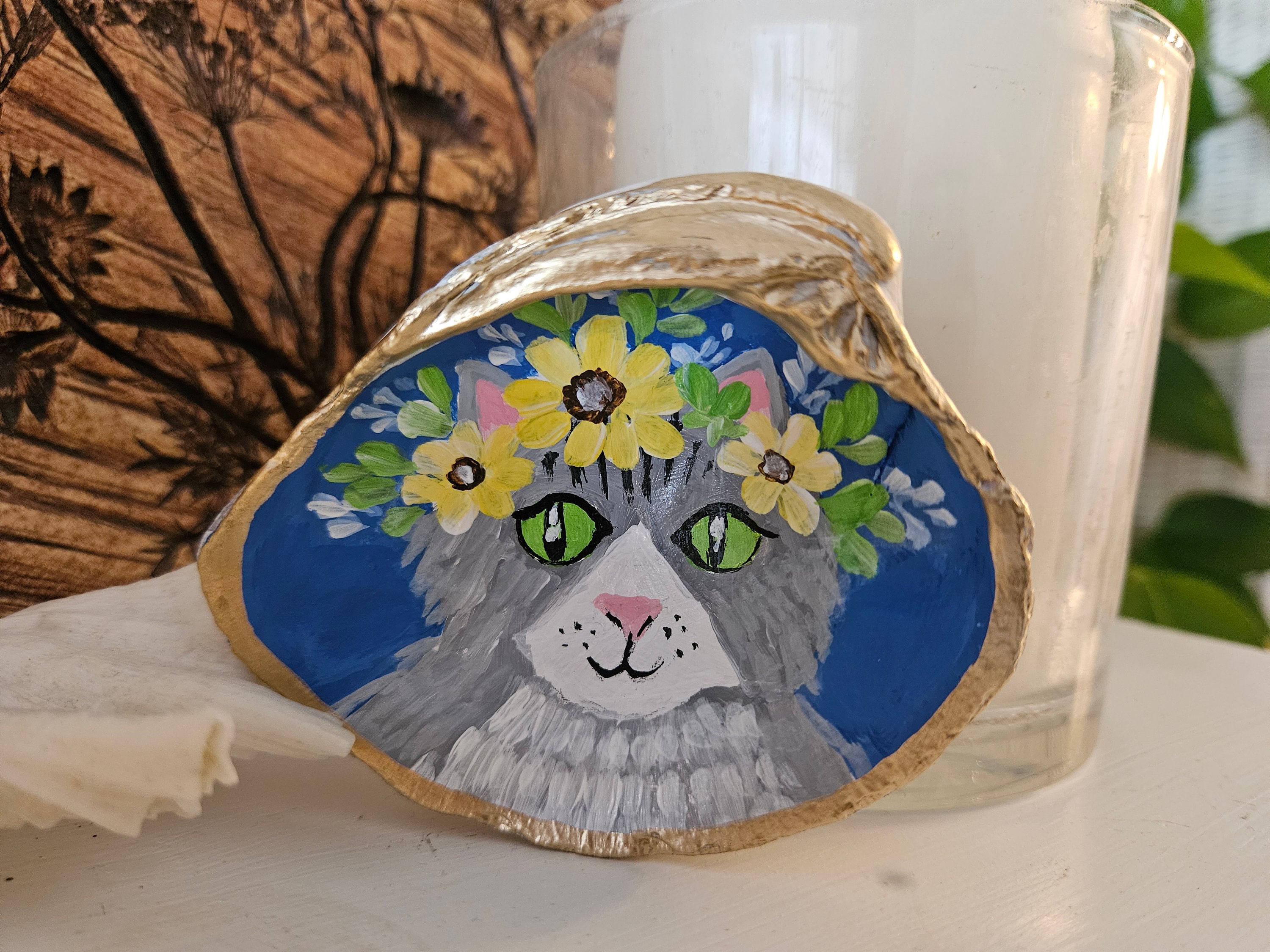 Hand-painted Shell, Artwork on Seashell, Cat Lover, Feline Painting ...