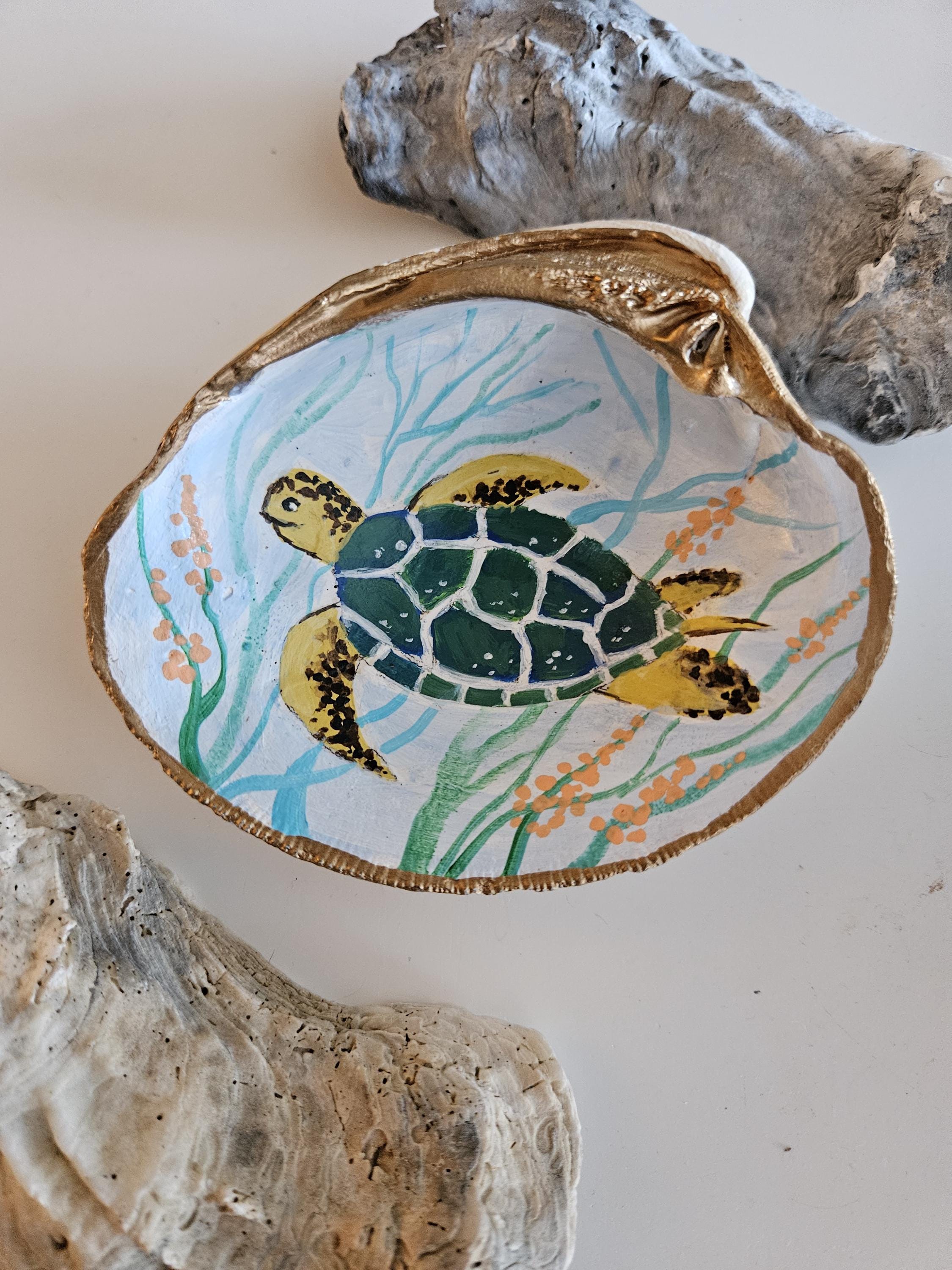 Sarah Heppner Shells Hand-painted Shell, Original Art on Seashell, Sea Turtle Painting ...