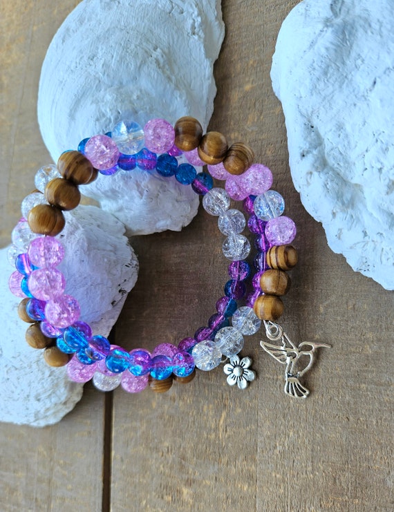 Handmade Beaded Bracelet, Boho Bracelet, Hummingbird Gift