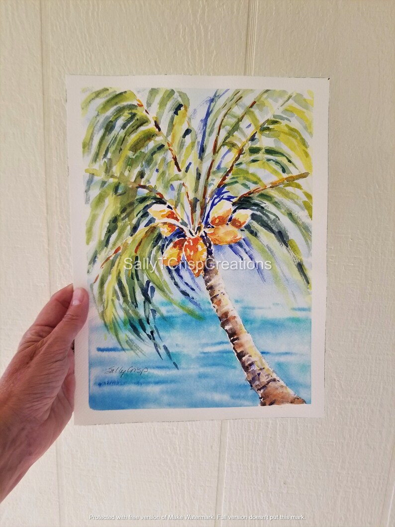 Palm Tree Art Original Watercolor Painting Palm Tree Decor Etsy