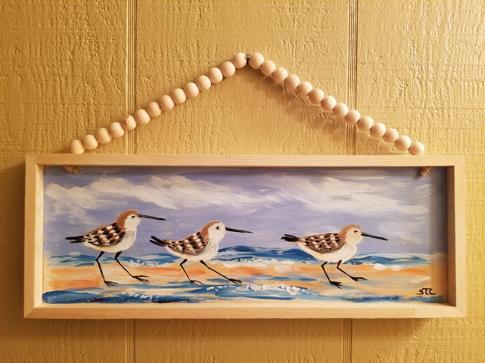 Original Wall Art Beach Art Sandpiper Wall Art Handmade Etsy