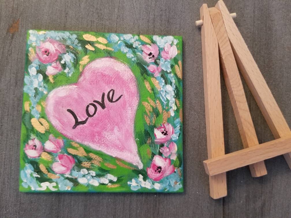 Miniature Wooden Easel for 4x4 Paintings — Heart Paintings