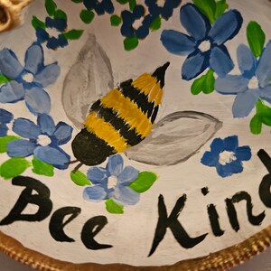 Hand-Painted Shell, Kindness Word Art, Bee Kind, Painted Seashell, Bumble Bee Art, Trinket Dish, Clam Shell Decor, Ring Dish, Sally Crisp image 7