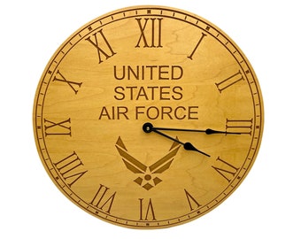United States Air Force Carved Clock made out of Oak Wood