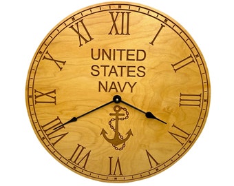 United States Navy Carved Clock made out of Maple Wood