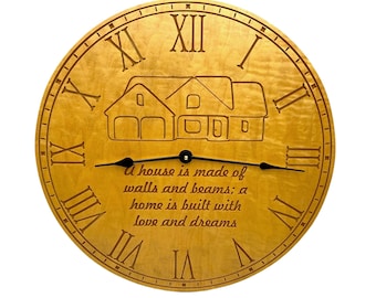 A Home is Built with Love and Dreams Carved Clock made out of Maple Wood