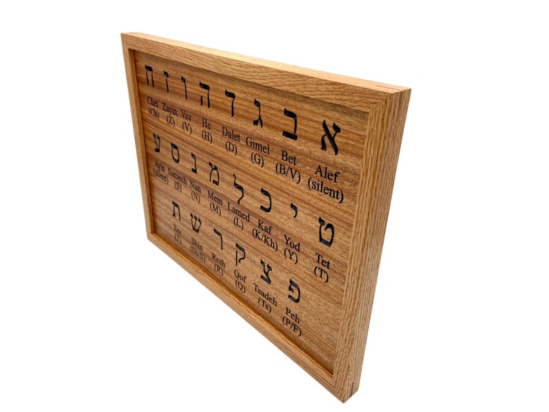 Hebrew Alef-Bet Plaque Carved solid mahogany wood with hand painted letters Alefbet, Alef Bet, Aleph-Bet, Aleph Bet, Alphabet, Letters image 2