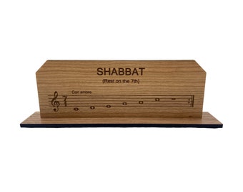 Shabbat (Rest on the 7th) Sheet Music Plaque Made From Cherry and Walnut Veneers