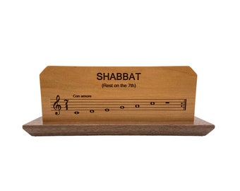 Shabbat (Rest on the 7th) Sheet Music Plaque Made From Solid Cherry and Walnut