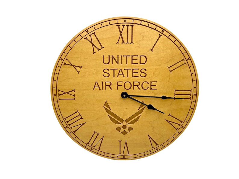 United States Air Force Carved Clock made out of Oak Wood image 1