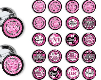 Breast Cancer Awareness pins Support  Button Set 1.25 inch pinback buttons pins badges Cancer awareness badges pins buttons