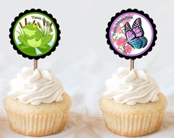 Bullfrogs or Butterflies Gender Reveal Cupcake Toppers Gender Reveal Decorations Gender Reveal Ideas Party Favors