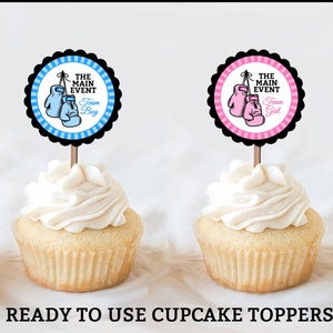 The Main Event Boxing Cupcake Toppers Gender Reveal Cupcake Toppers Gender Reveal Decorations Gender Reveal Ideas Boxing Gloves Theme