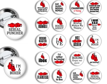 Boxing Pins Boxer Pins Boxer Gift Boxing Gift 1.25 or 1.75 inch Pinback Buttons Pins Badges Party favors Student reward