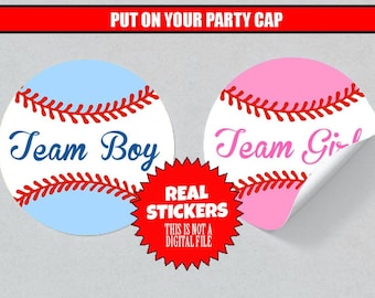 Gender Reveal Stickers Baseball Party Favors Team Boy Team Girl Gender Reveal Ideas Weatherproof Stickers  Pink & Blue Decorations