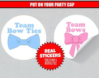 Gender Reveal Stickers Bow Ties or Bows Party Favors Pink or Blue Gender Reveal Ideas Weatherproof Stickers Boy or Girl Stickers