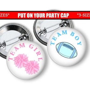 Gender Reveal Pins Football or Pompoms Gender Reveal Party Favors Football Gender Reveal Buttons Pompom Gender Reveal Idea Decoration Game