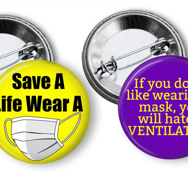 Wear A Mask Virus Pins, Buttons, Badges 2.25 inch pinback Button Set Awareness Pins Face Mask Buttons