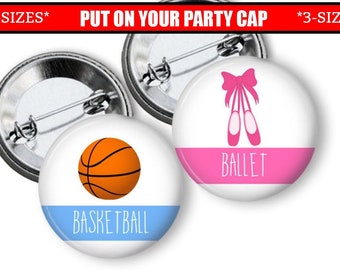 Gender Reveal Pins Basketball or Ballet Gender Reveal Party Favors Basketball Gender Reveal Buttons Ballet Gender Reveal Ideas Decorations