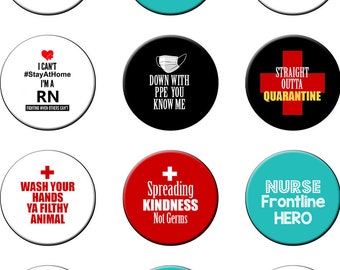 Nurse Pins Nurse Buttons 2020 Virus Quarantine Social Distancing Pinback Buttons Nurses Week RN Pins