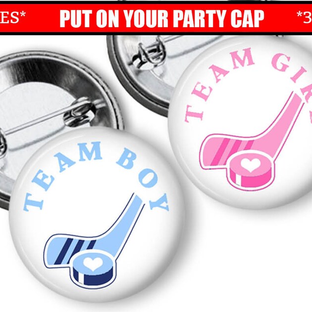 Gender Reveal Pins Pink Or Blue Hockey Gender Reveal Party Favors